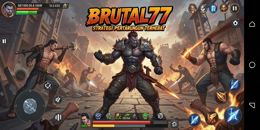 Tampilan gameplay BRUTAL77 yang menegangkan dan strategis.