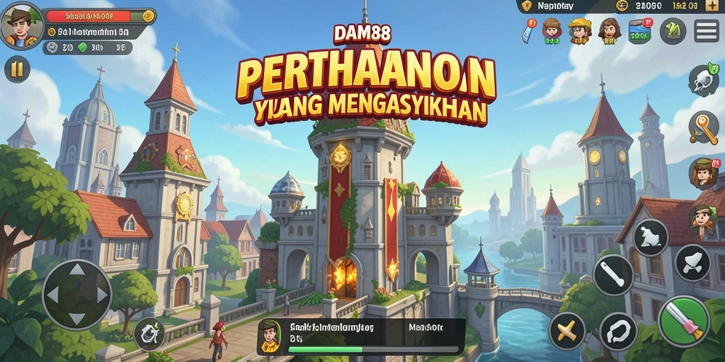 Screenshot gameplay Tower Defense DAM88 menampilkan aksi seru membangun menara.