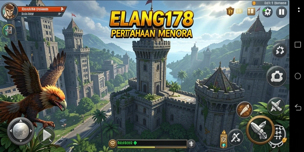 Tampilan gameplay menara pertahanan yang menegangkan di ELANG178.