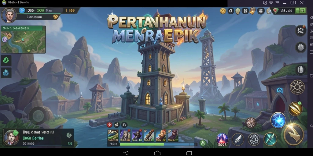 Screenshot gameplay ID66 menunjukkan menara yang berstrategi melawan musuh.