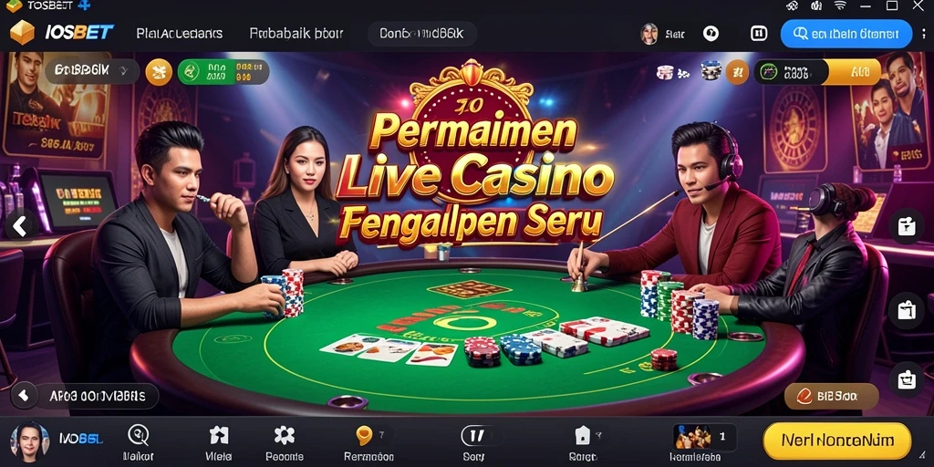Screenshot gameplay Live Casino yang menampilkan dealer langsung dan interaksi mendebarkan.