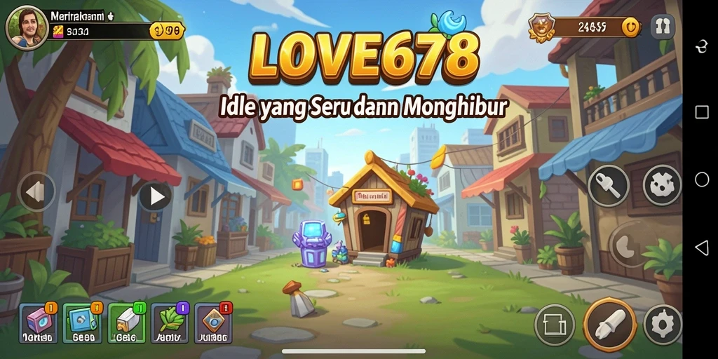 Tampilan gameplay <strong>LOVE678</strong> yang menampilkan aktivitas karakter di dalam permainan Idle.