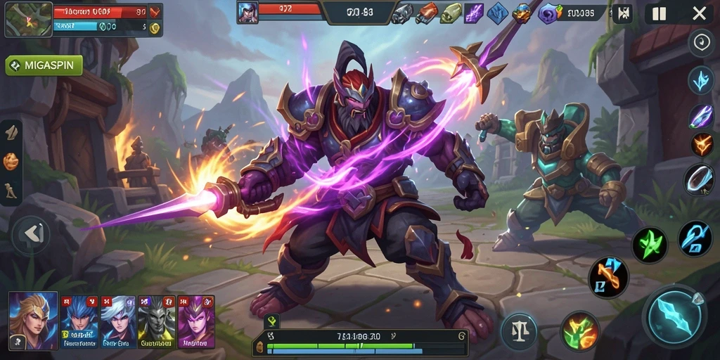 Gameplay seru di arena pertarunganMOBA di MIGASPIN.