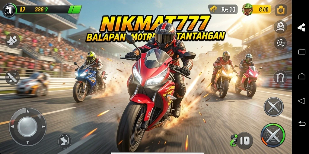 Tampilan gameplay NIKMAT777 dengan aksi balapan motor yang seru.