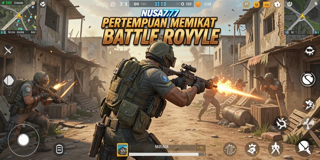 Tangkapan layar NUSA777 menampilkan aksi pertempuran Battle Royale yang intens.