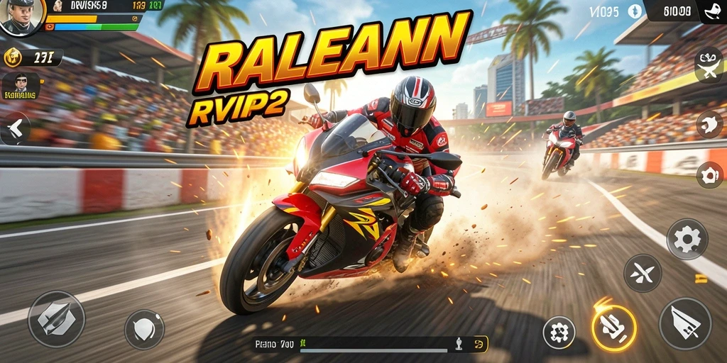 Tampilan menarik dari gameplay balapan motor yang cepat.